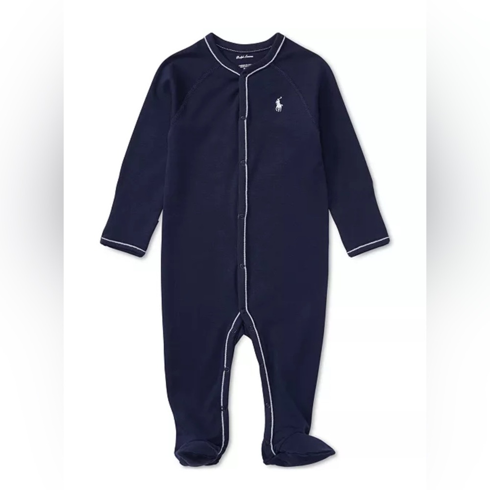 Ralph Lauren Blue Footed One Piece with Polo Logo